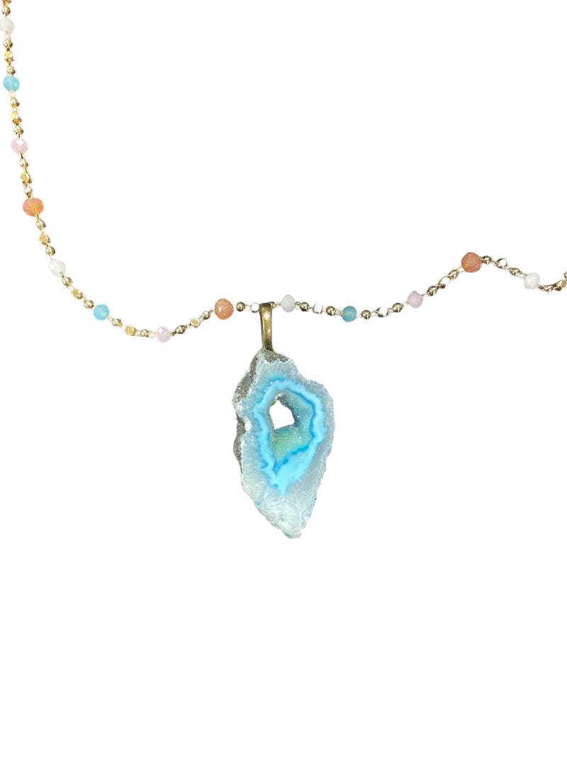 Blue Agate Druzy Necklace | A Stunning Blend of Colors and Textures