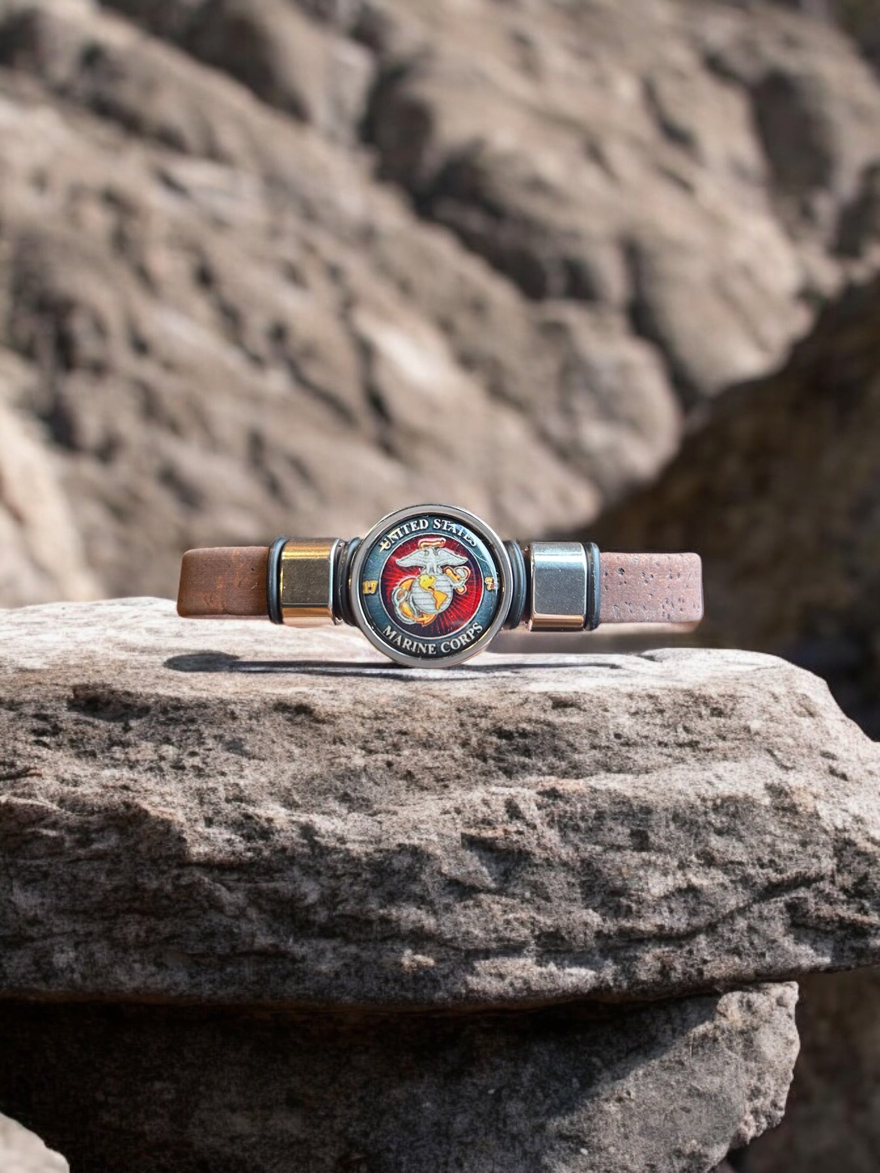 Marine Corps Green Cork Bracelet - Officially Licensed Military Merchandise