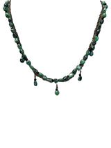 Green Malachite Double Strand Necklace with Gunmetal Chain | Edgy and Elegant