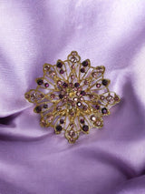 Large Gold Star Brooch with Amethyst Crystals