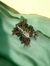 Sparkling Crystal Frog Brooch | A Whimsical and Unique Accessory | Green or Blue