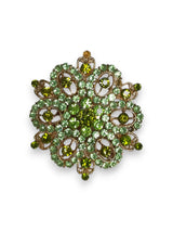 Large Circle Brooch with Green Crystals