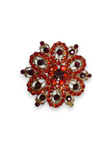 Large Circle Brooch with Red Crystals