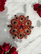 Large Circle Brooch with Red Crystals