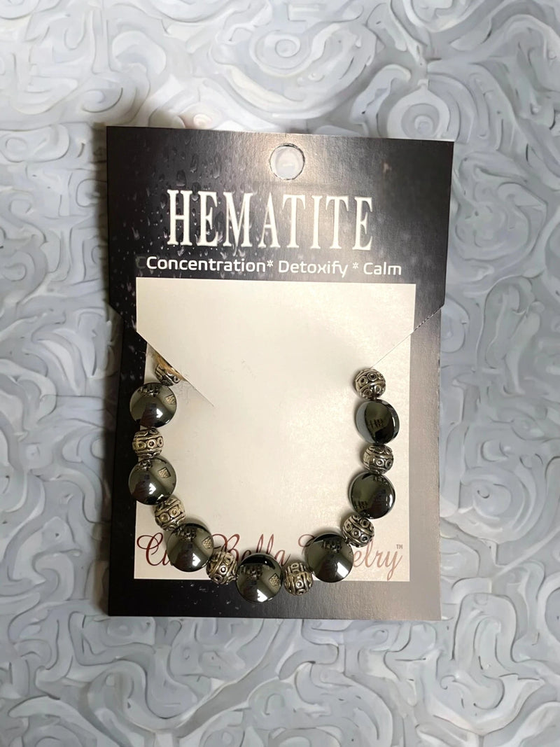 Circle Hematite Stretch Bracelet - Grounding & Protection | Elegant Energy Stone Jewelry