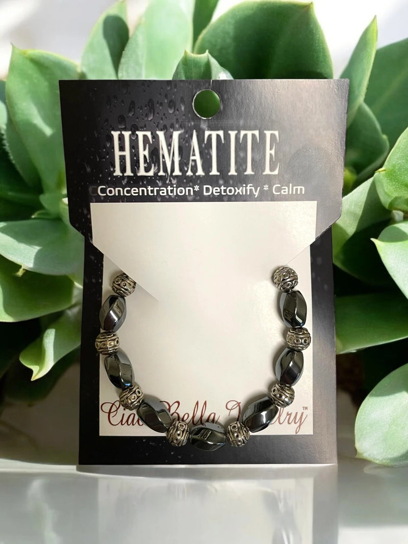 Oval Hematite Stretch Bracelet - Grounding & Protection | Powerful Energy Stone Jewelry