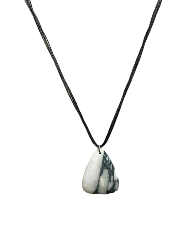 Black & White Agate Triangle Necklace - Grounding & Balancing | Unique Gemstone Jewelry