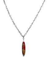 Red and Gold Mixed Resin Ellipse Pendant Necklace