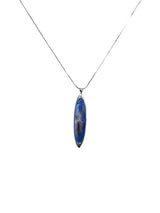 Blue & Brown Resin Ellipse Pendant Necklace - Sterling Silver - Unique & Elegant