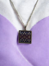 Purple Square Pattern Jewelry Set - Sterling Silver Necklace & Earrings | Unique & Trendy