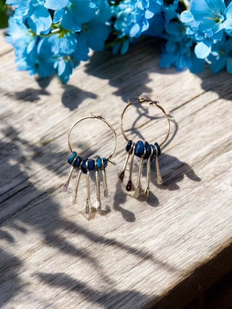 Gemstone Hoop Paddle Earring