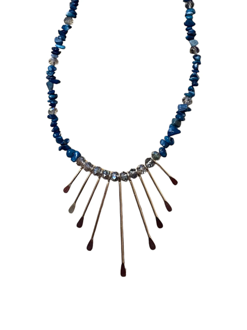 Gemstone and Crystal Bead Paddle Necklace