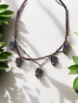 Iridescent Rainbow Square Multi-Strand Necklace - Shimmering Statement | Unique & Playful Jewelry