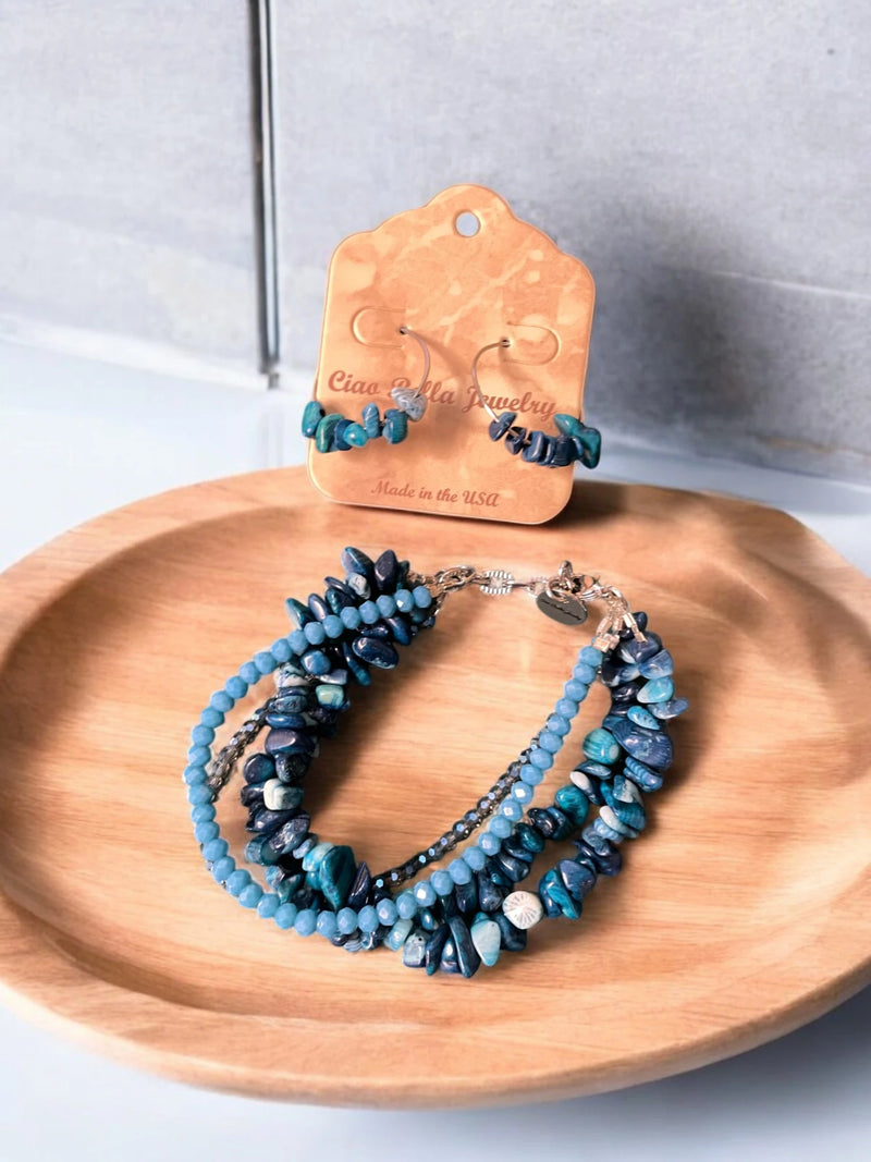 Apatite and Lapis Jewelry Set