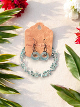 Aquamarine & Sea Glass Jewelry Set, Beaded Bracelet & Hoop Earrings