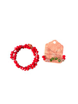 Blood Red Beaded Jewelry Set, Wrap Bracelet & Crystal Hoop Earrings