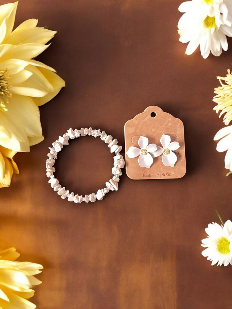 Howlite & Flower Jewelry Set