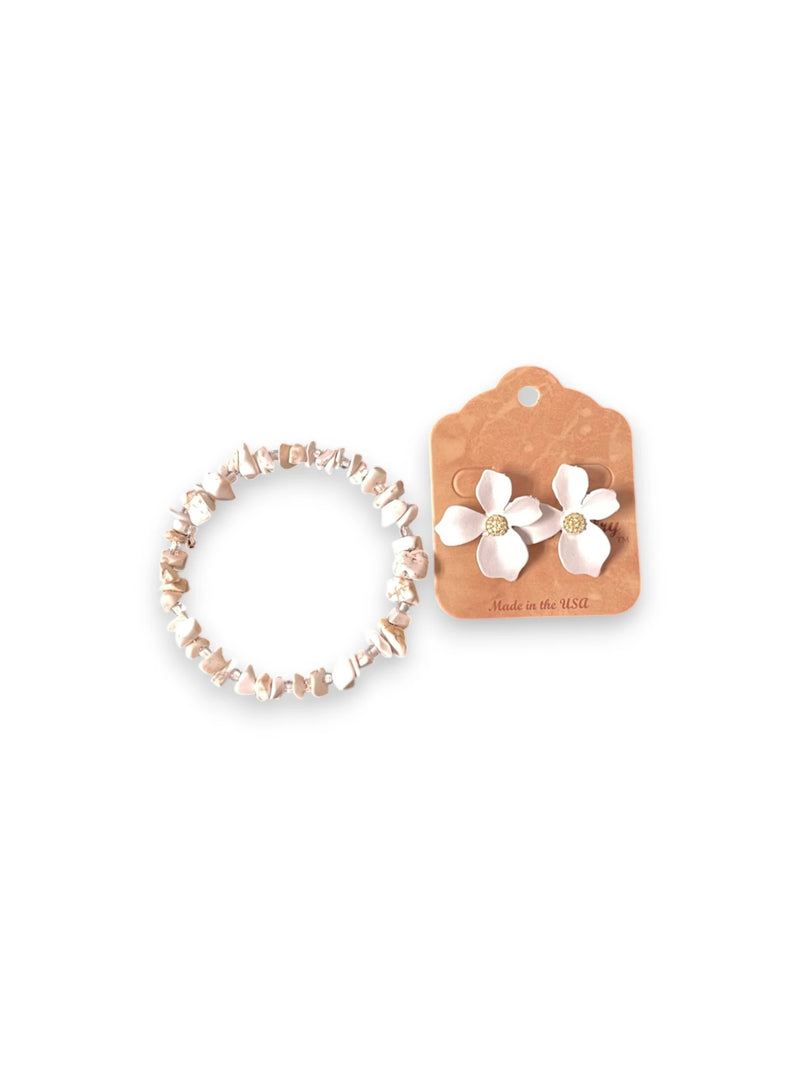 Howlite & Flower Jewelry Set