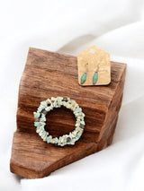 Amazonite Wrap Bracelet & Sea Glass Earrings, Beachy Jewelry Set