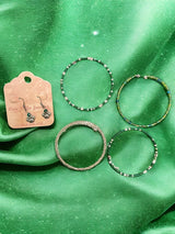 Green Crystal Jewelry Set, Wrap Bracelets & Lion Paw Earrings