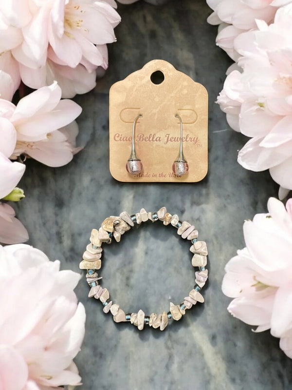 Howlite & Pink Crystal Jewelry Set