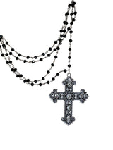 Black Chain with Crystal & Sterling Silver Cross Pendant - Edgy & Elegant | Faith-Inspired Jewelry