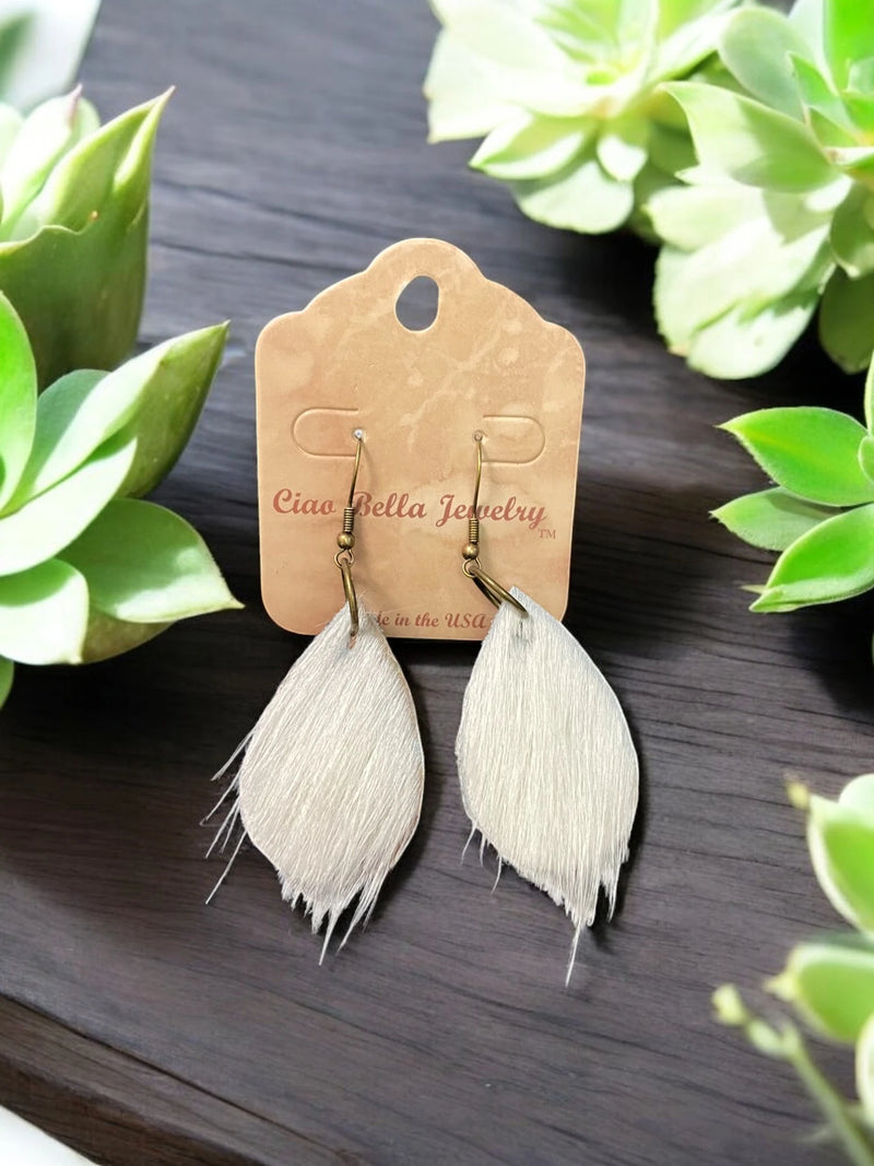 Cowhide Teardrop Earrings - Unique & Boho Chic | Statement Earrings for Women