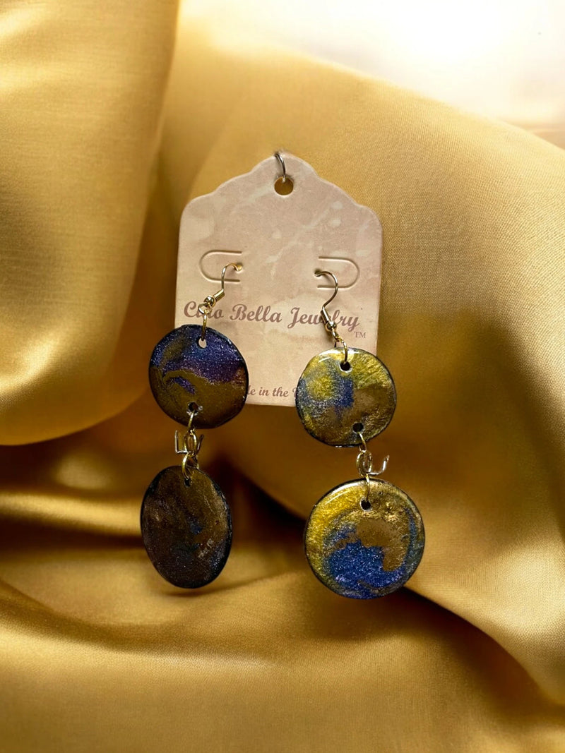 Resin Vinyl Double Drop Earrings - Unique & Playful | Trendy Statement Earrings