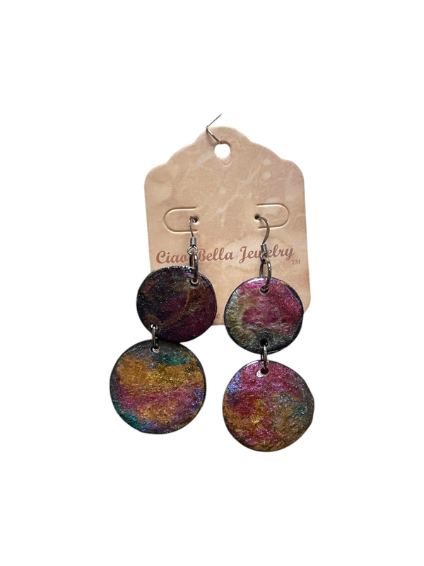 Resin Vinyl Double Drop Earrings - Unique & Playful | Trendy Statement Earrings