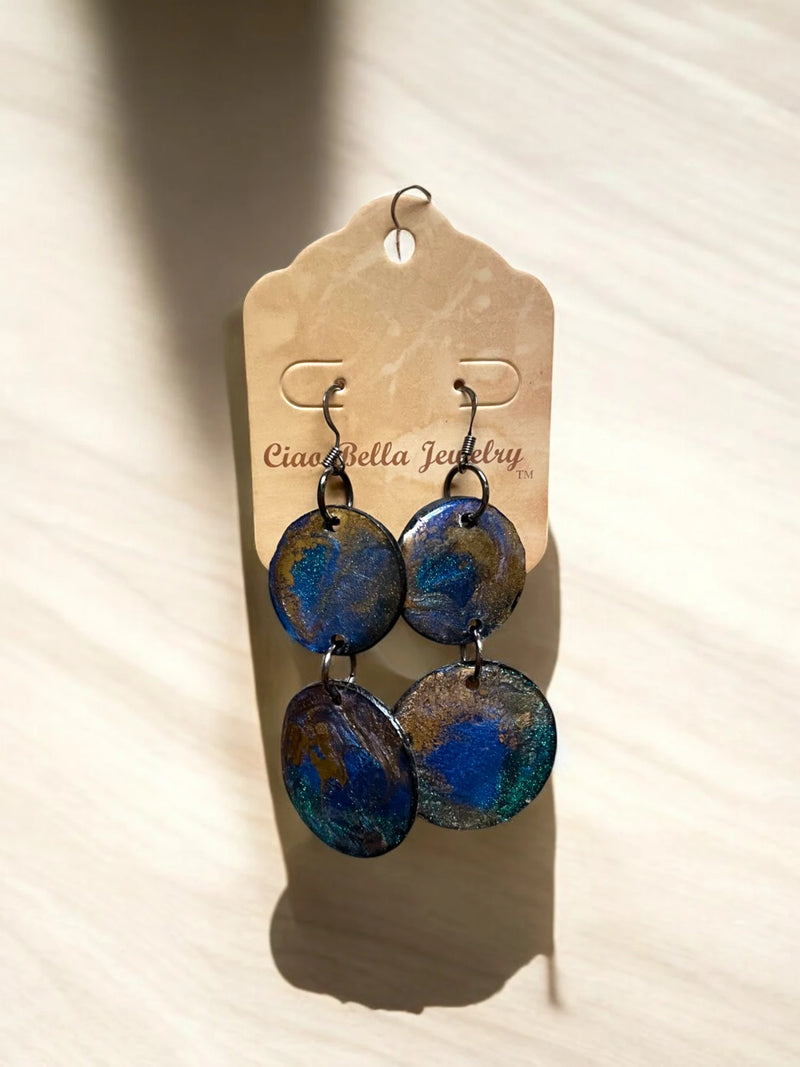 Resin Vinyl Double Drop Earrings - Unique & Playful | Trendy Statement Earrings