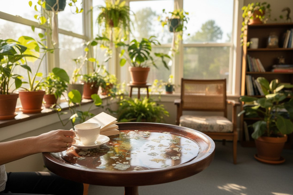 One-of-a-Kind Real Flower & Nature Resin Coffee Table