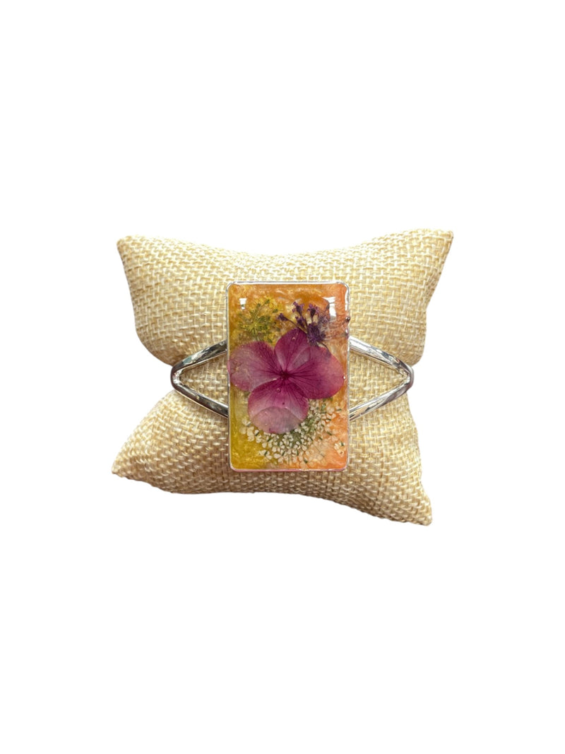 Pressed Flower Resin Cuff Bracelet | Pink & Purple or Pink Flowers