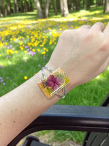 Pressed Flower Resin Cuff Bracelet | Pink & Purple or Pink Flowers