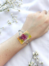 Pressed Flower Resin Cuff Bracelet | Pink & Purple or Pink Flowers