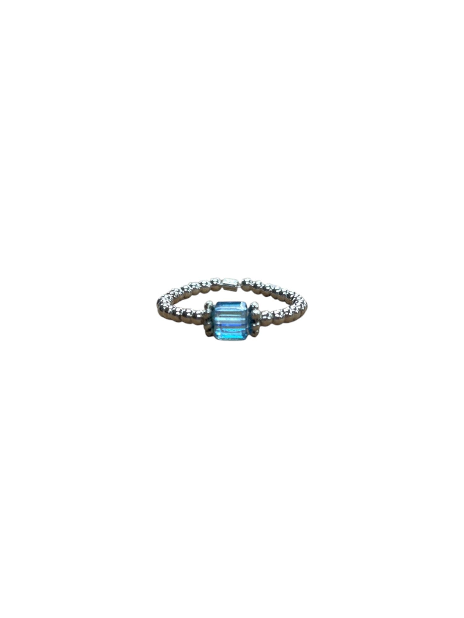 Square Crystal & Sterling Silver Ball Ring | Multiple Colors Available