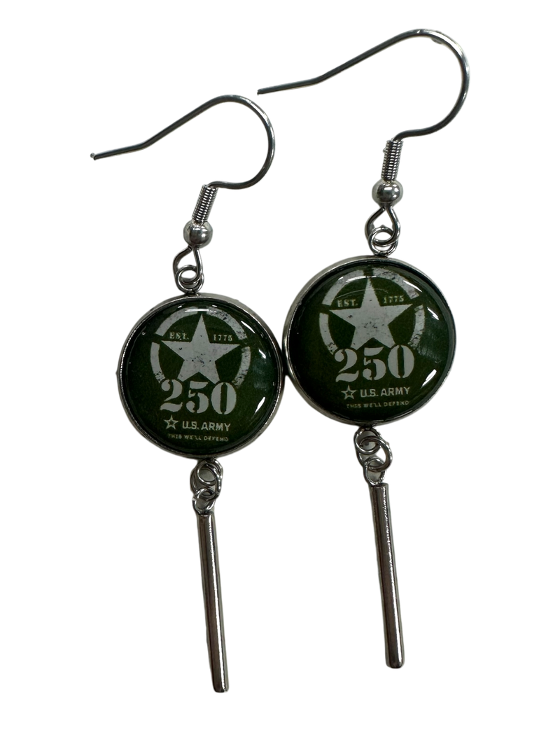 Officially Licensed Military Bar Drop Earrings – 250th Anniversary Collection (Army, Navy, Marine)
