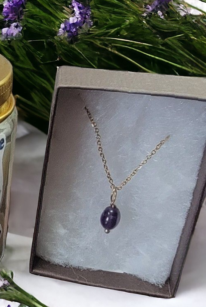Amethyst February Birthstone Necklace on Chain