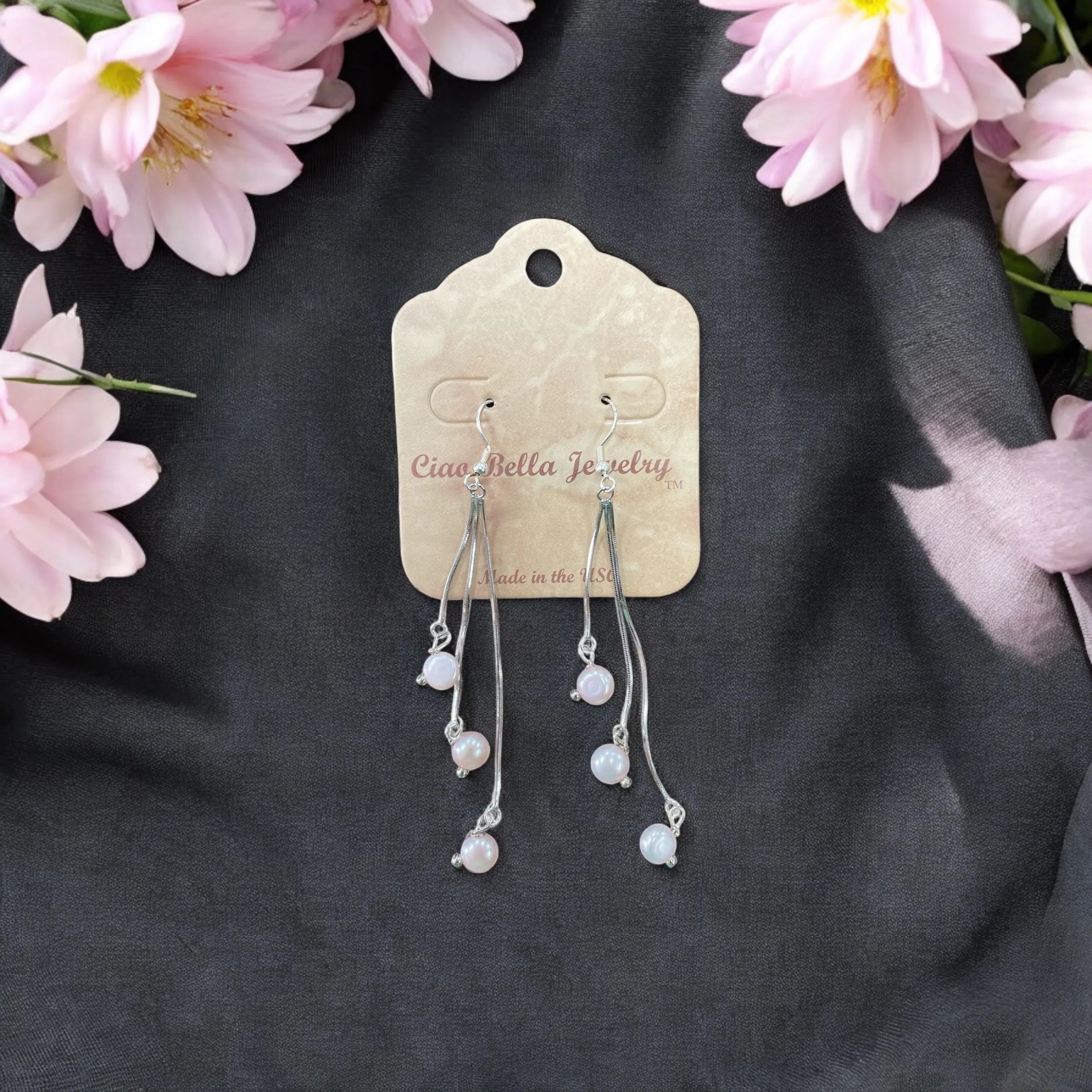 Elegant Freshwater Pearl Drop Earrings in Sterling Silver - Timeless Style