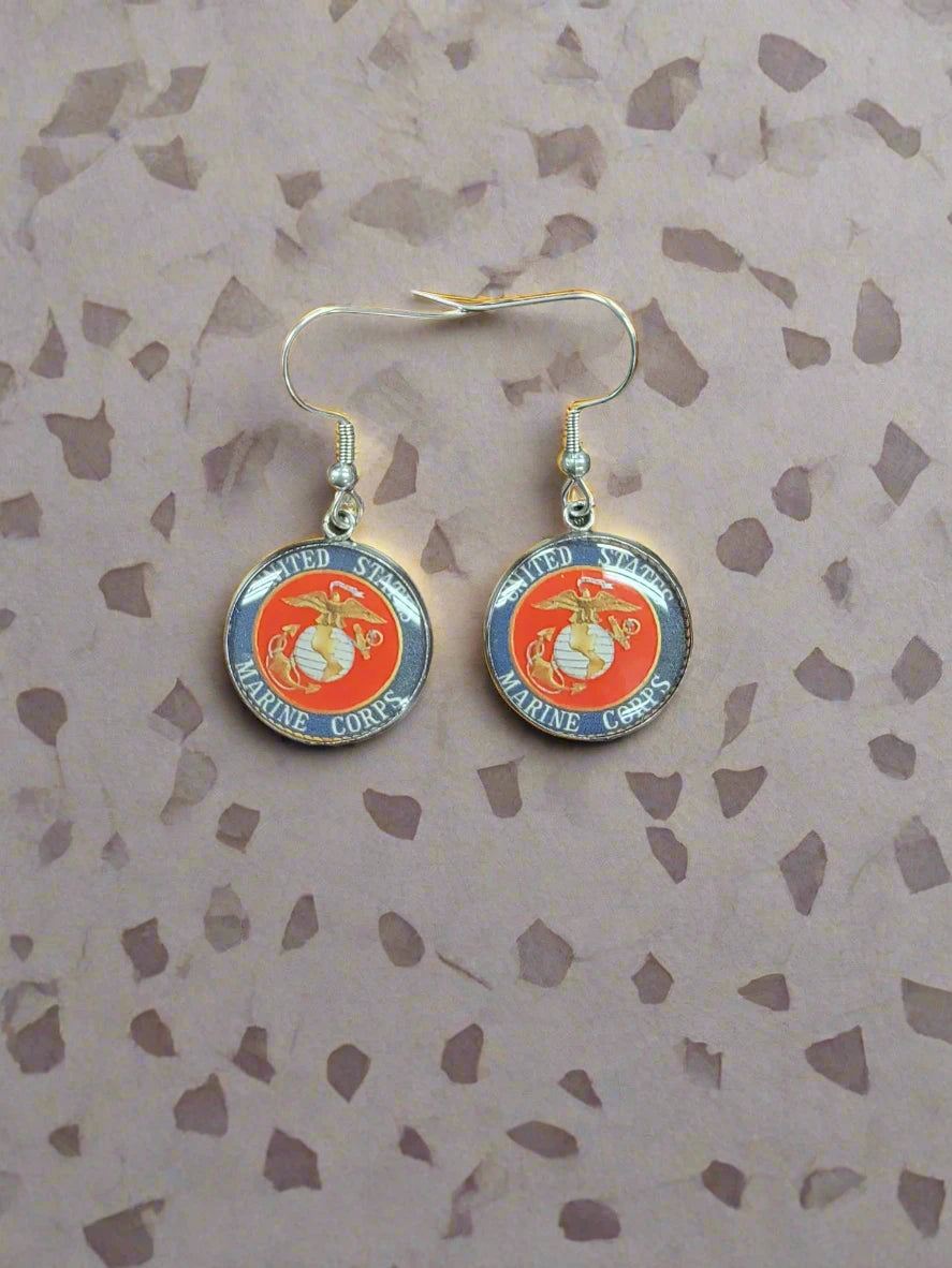 Marine Corps Seal, Marine Black, Marine Green or EGA Earrings | Made in the USA | Officially Licensed
