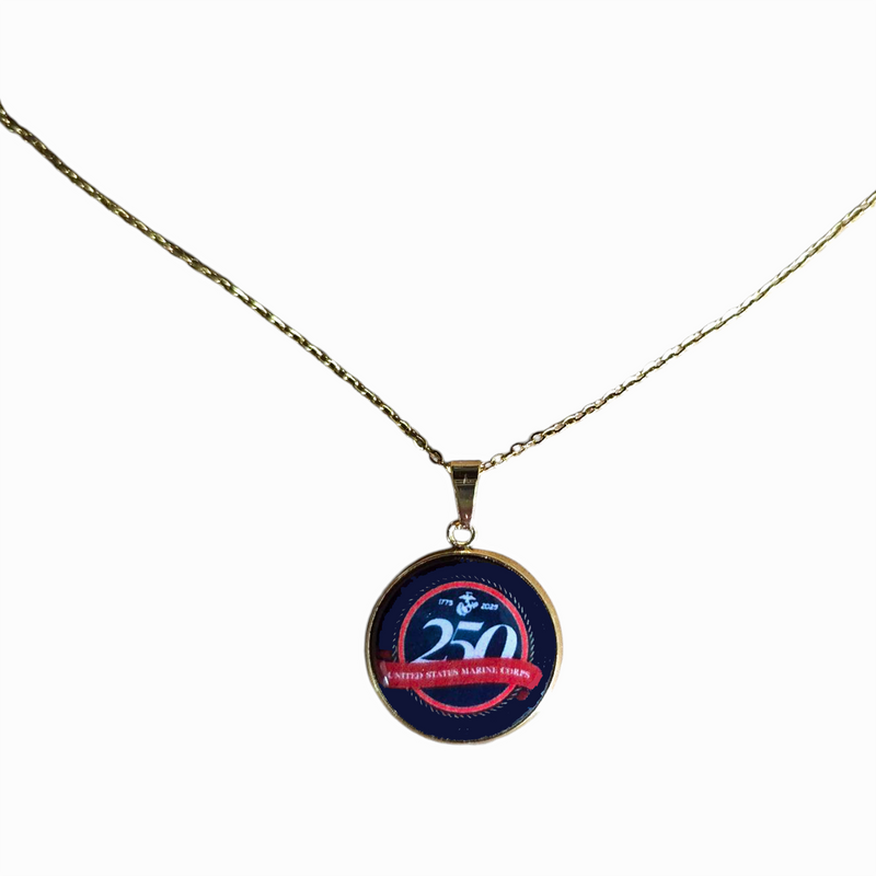 Officially Licensed Military Pendant Necklace – 250th Anniversary Collection (Army, Navy, Marine)