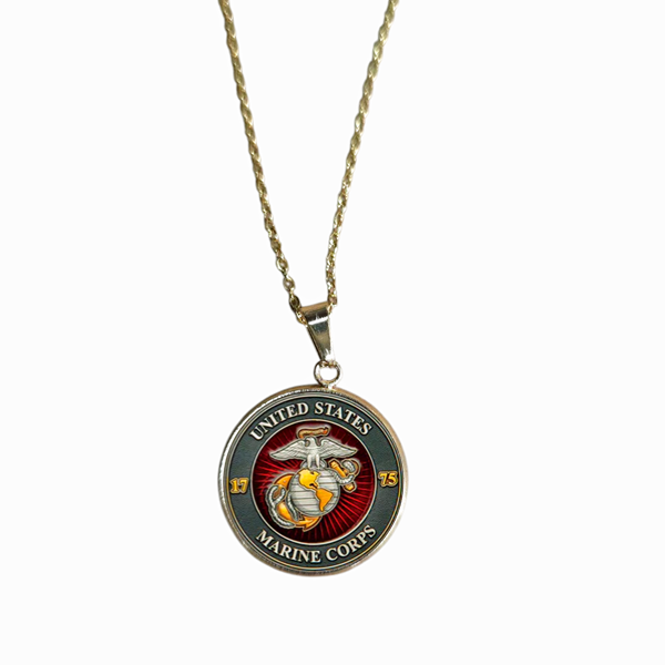 Army, Navy, Air Force, Marine Corps, Coast Guard, Space Force Pendant Necklace in Gold or Silver | Made in the USA | Officially Licensed