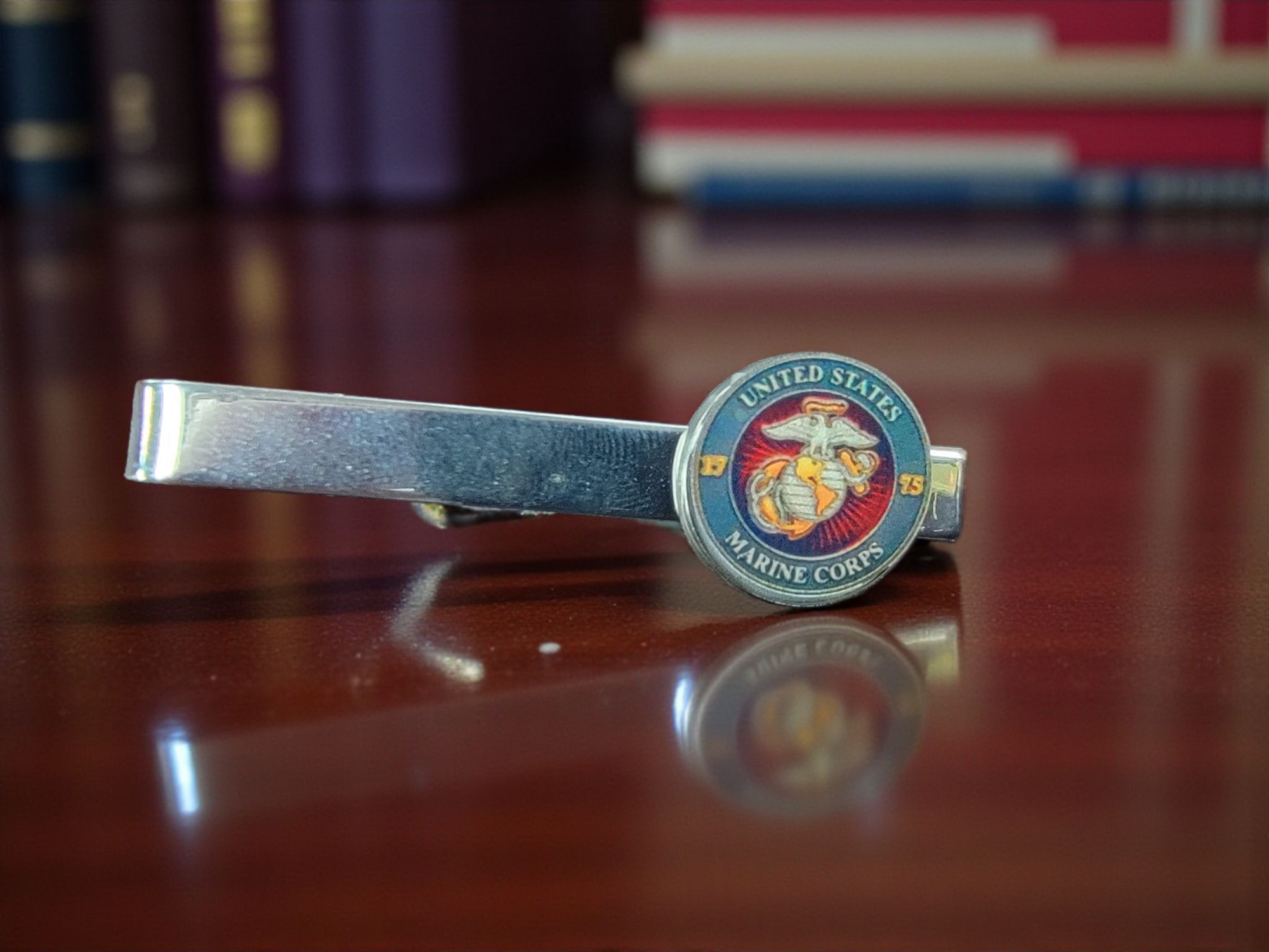 Marine Corps Green Logo Silver Tie Bar Clip | Stainless Steel | Made in the USA Officially Licensed