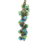 Metallic Peacock Green Crystal Long Chain Cluster Necklace