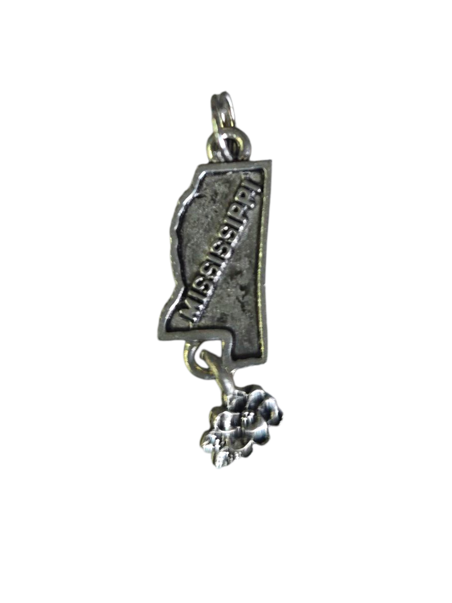 Mississippi Travel Charm, Pewter, USA Made, State Souvenir, Split Ring | Travel Jewelry