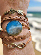 Beach Sand and Ocean Wave Cuff Bracelets