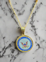 Officially Licensed Military Pendant Necklace in Gold or Silver - Gift Packed, Handmade, Stainless Steel