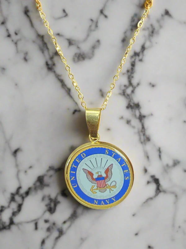 Officially Licensed Military Pendant Necklace in Gold or Silver