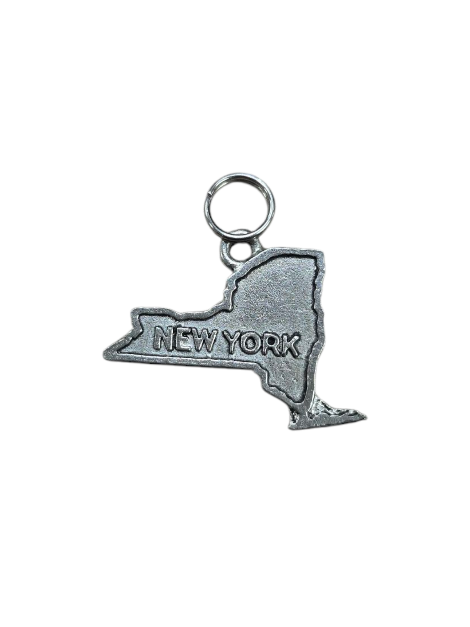 Silver New York State Pewter Charm Pendant | Travel Charm
