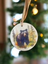 Watercolor Bear Christmas Ornament - Unique Holiday Decor