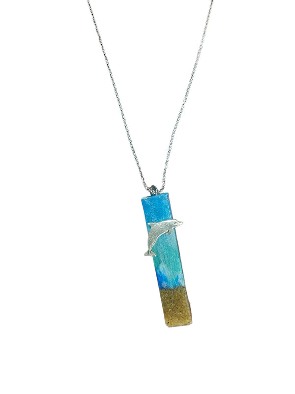 Dolphin Beach Ocean Wave Sand Necklace